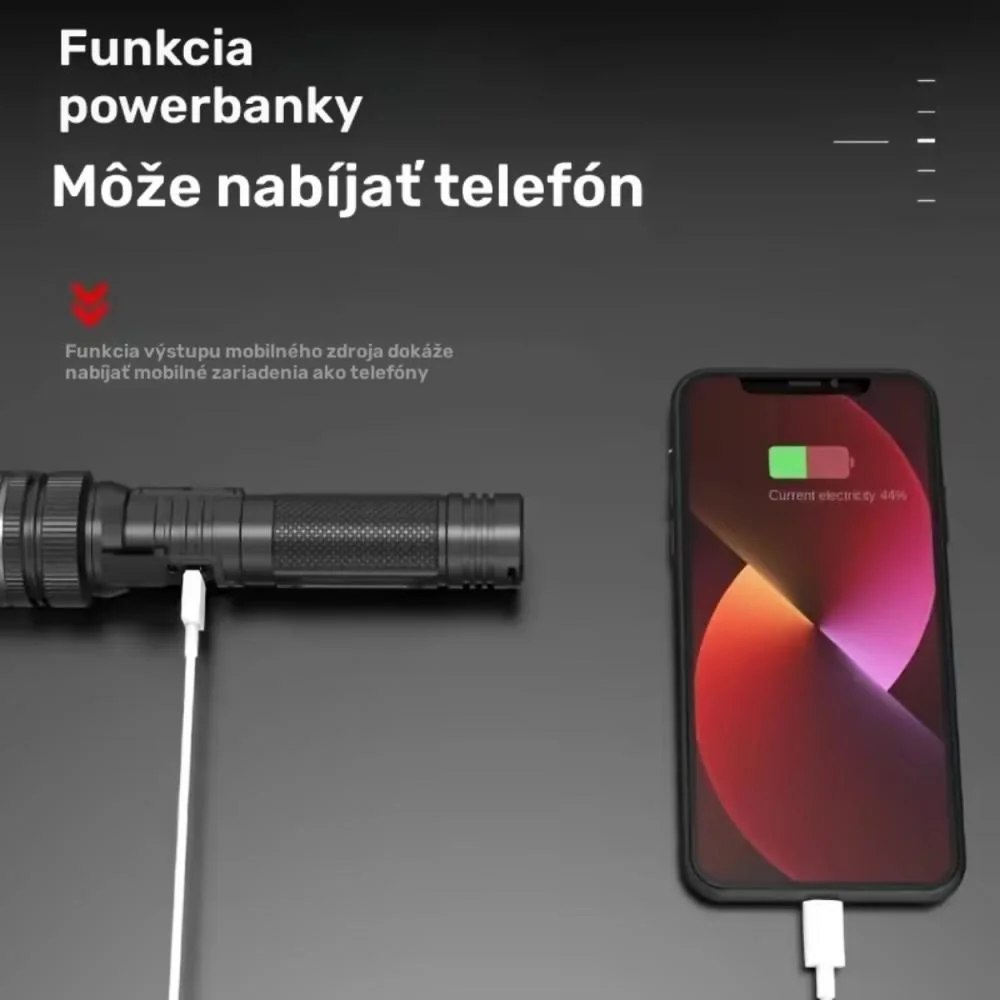 LED baterka s funkciou powerbanky Čierna