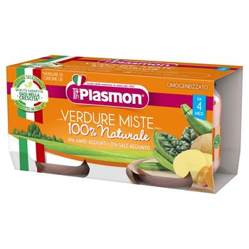 PLASMON Príkrm bezlepkový zeleninový mix, 4m+ 2×80 g, bezlepkový príkrm