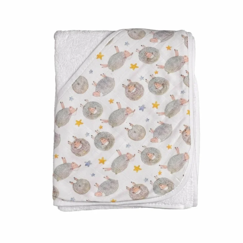 XKKO BMB Bambusová froté osuška s kapucňou 90 x 90 cm, Dreamy Sheeps BMBHOOD9005