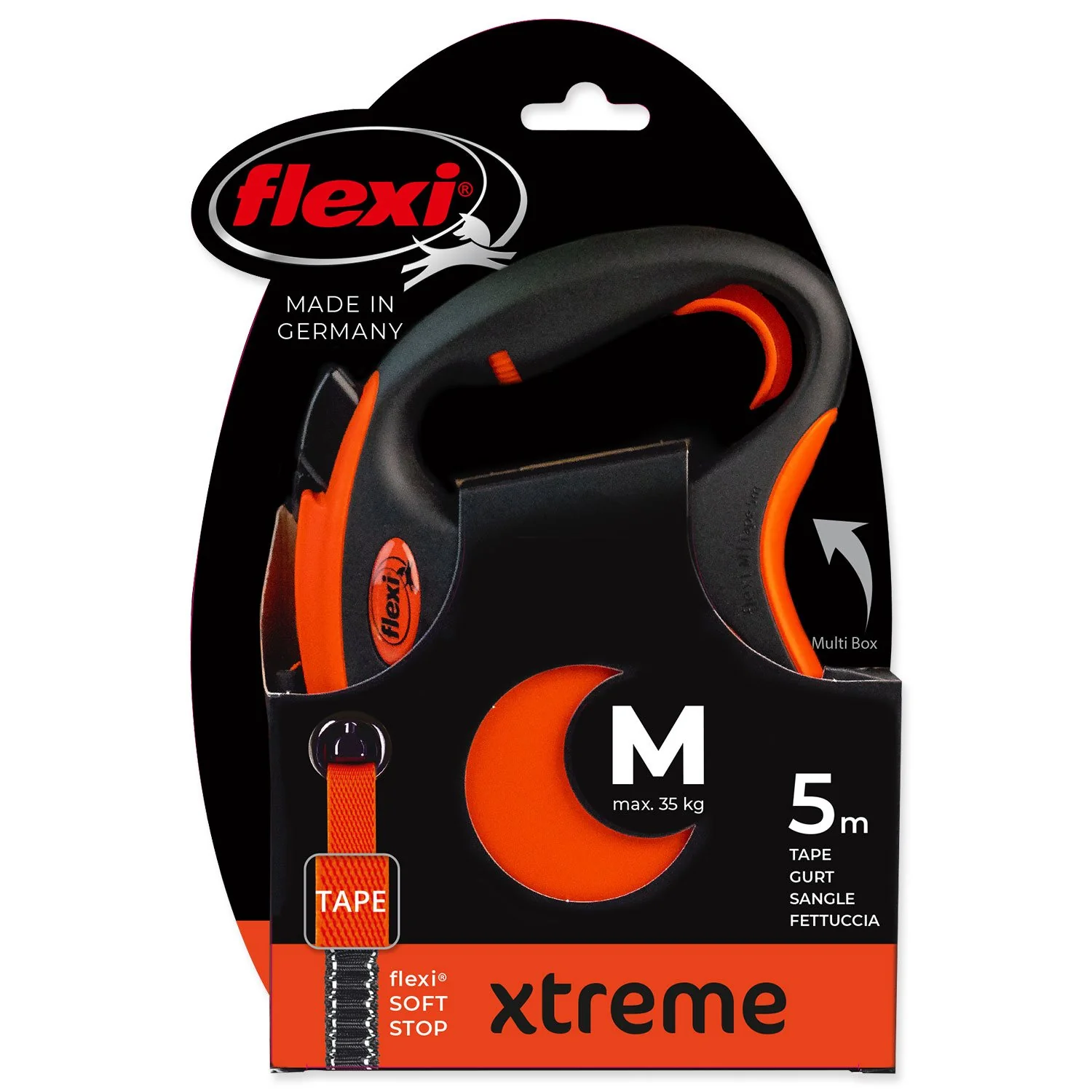 Vodítko FLEXI Xtreme páska M oranžové 5m