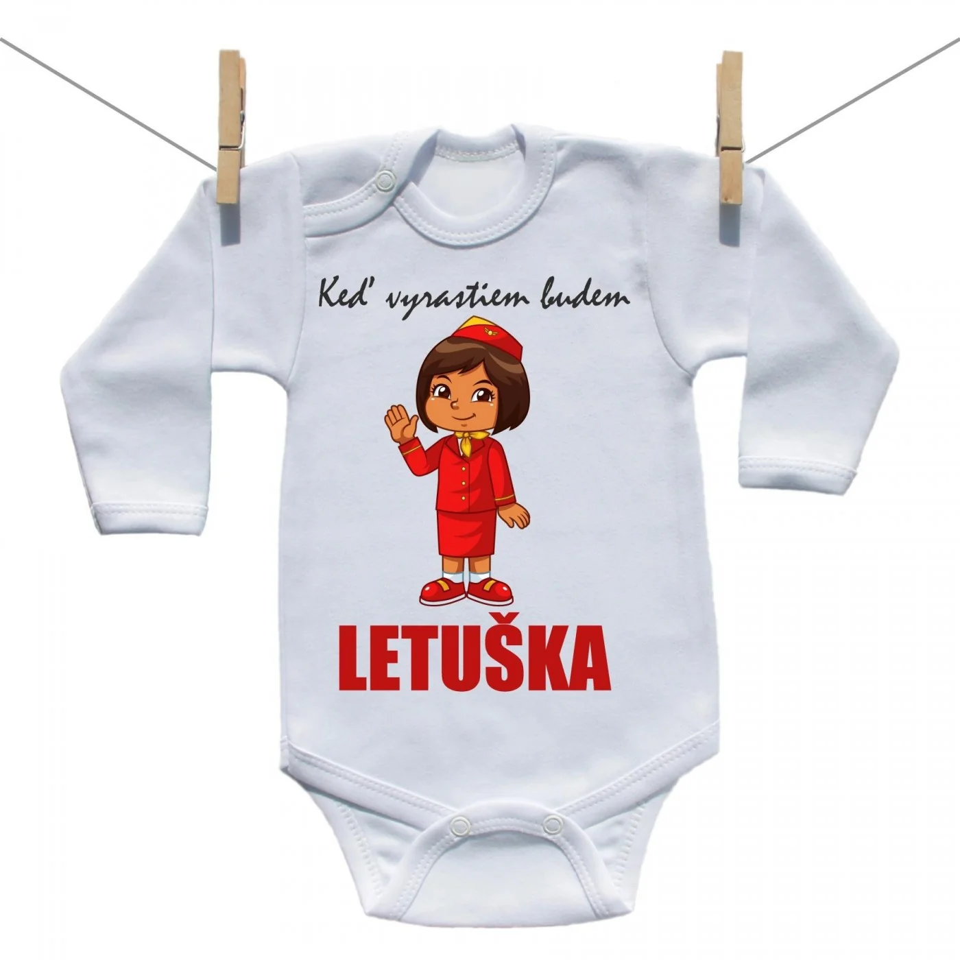 Boodyy Body s dlhým rukávom Keď vyrastiem budem letuška Veľkosť: 80