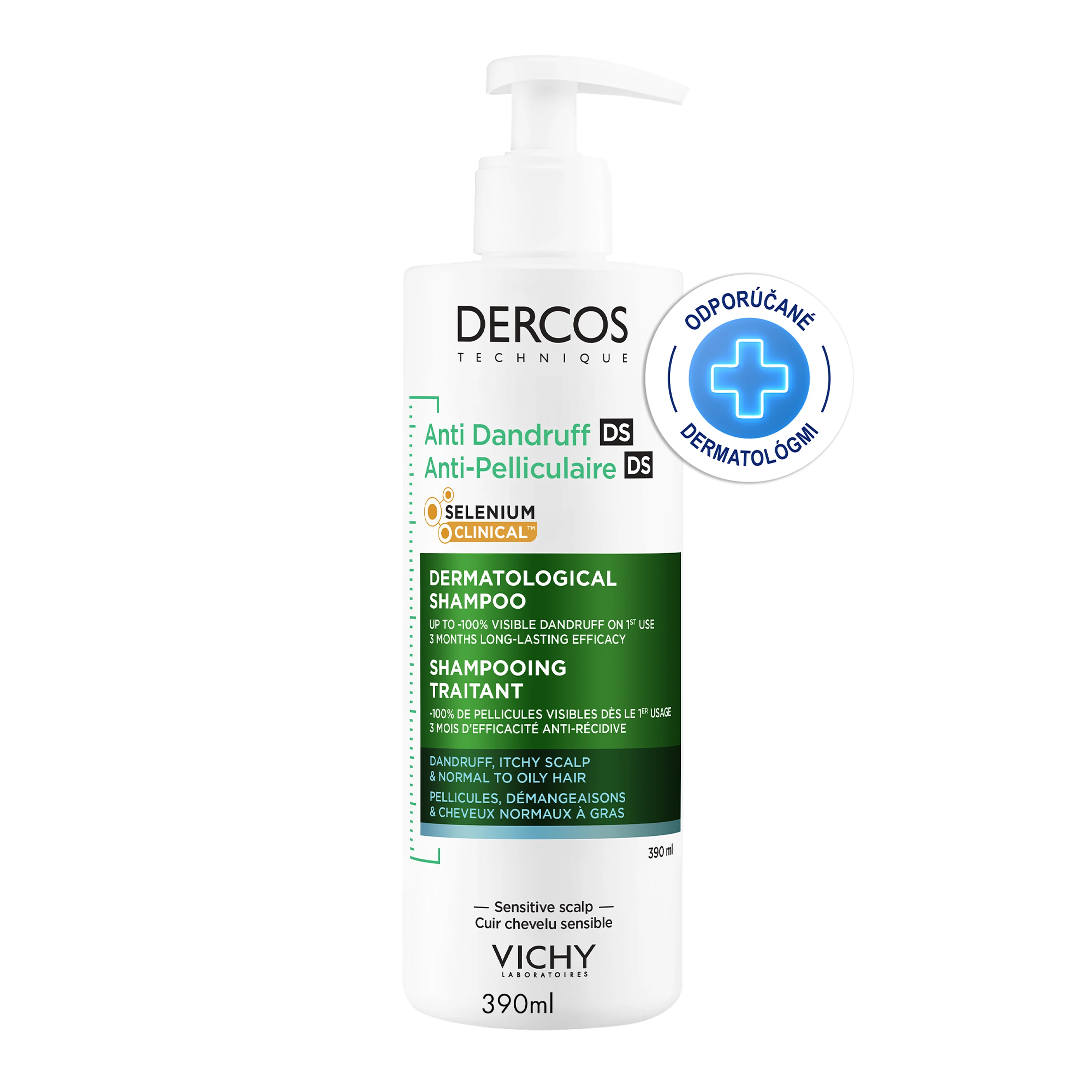 Vichy DERCOS DS šampón proti lupinám - MASTNÉ 390 ml