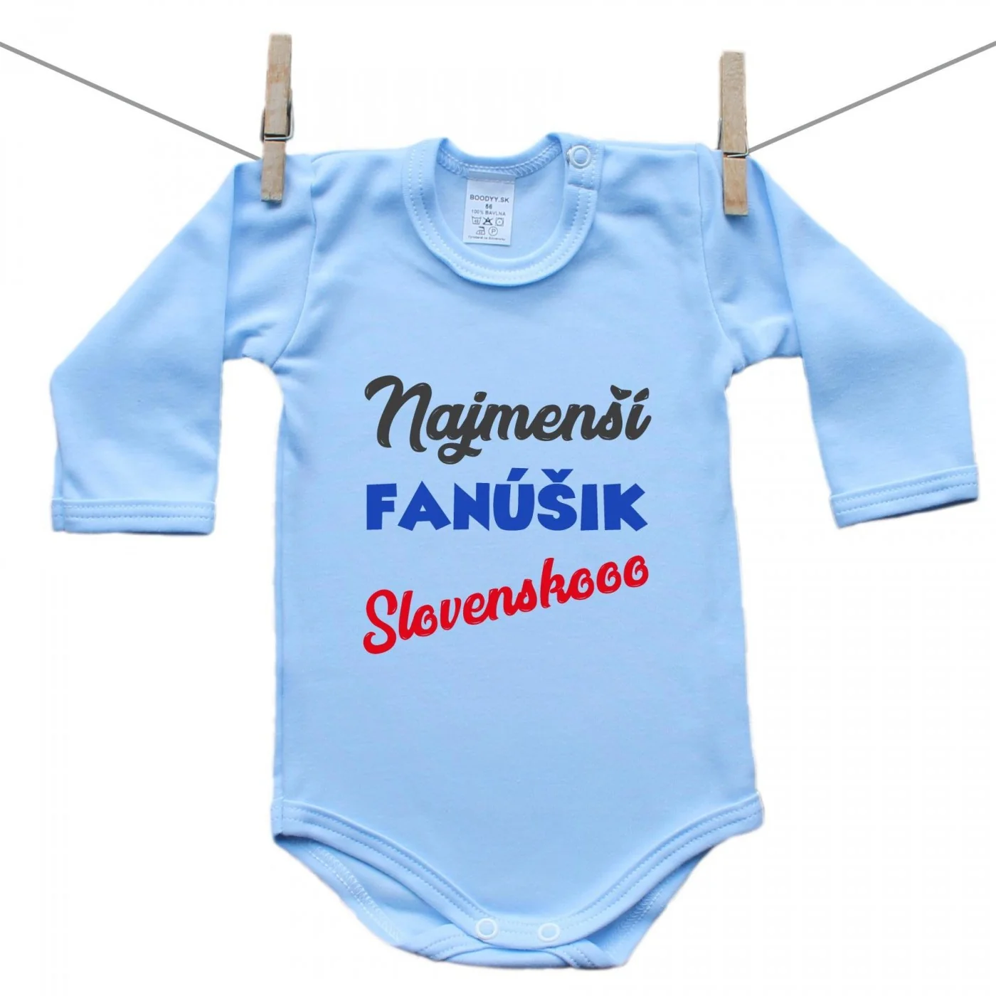 Boodyy Modré body s dlhým rukávom Najmenší fanúšik Veľkosť: 50
