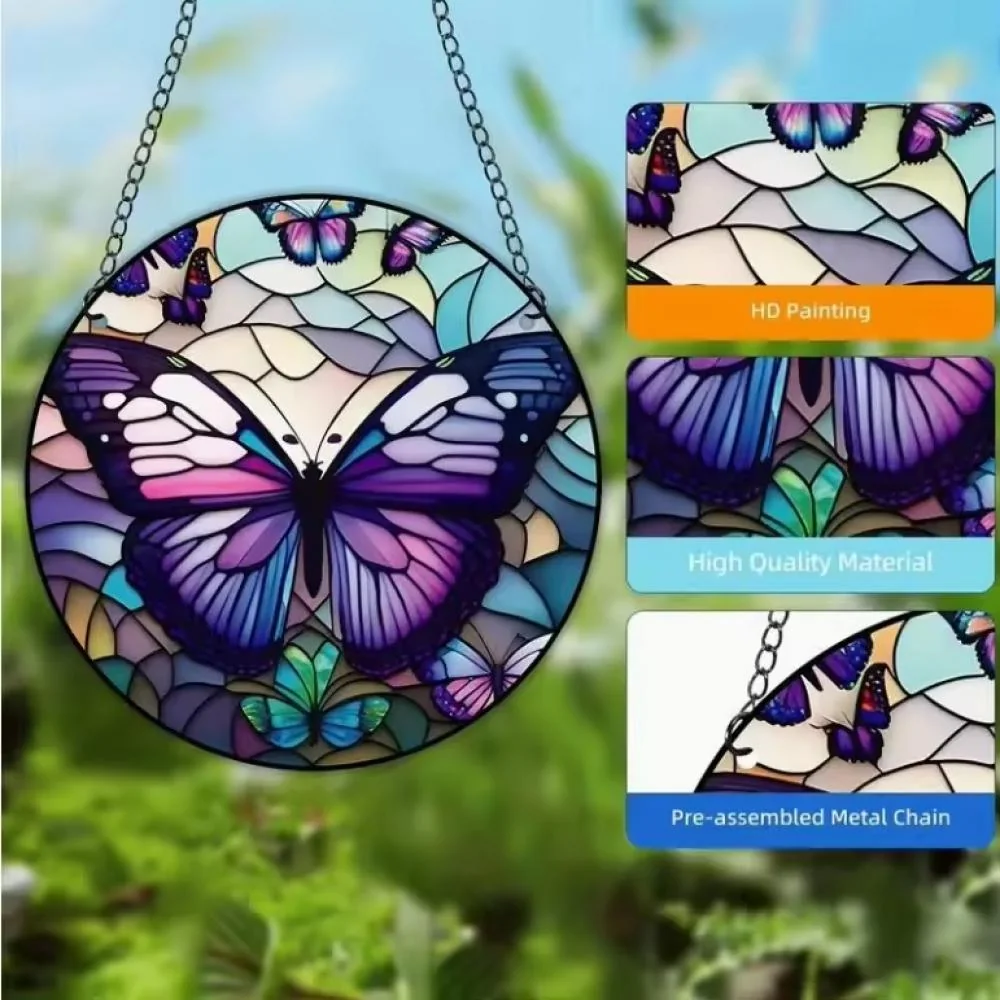 Očarujúci lapač slnka s motívom motýľov XL-30cm x 30cm