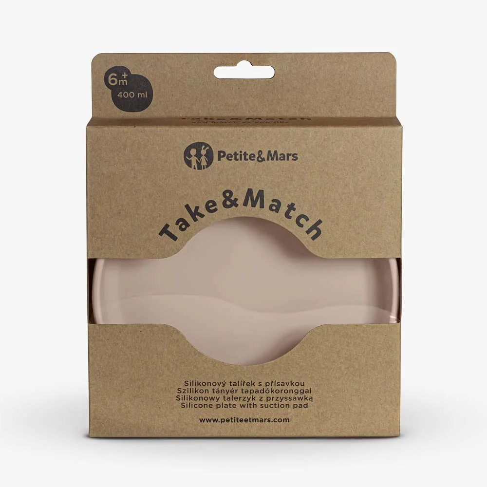 PETITE&MARS Tanier silikónový s prísavkou TAKE&MATCH Desert Sand 6m+ 1×1 ks
