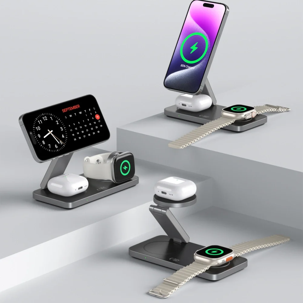 Tech-Protect A47 MagSafe bezdrôtová nabíjačka na mobil / AirPods / App le Watch 15W, čierna