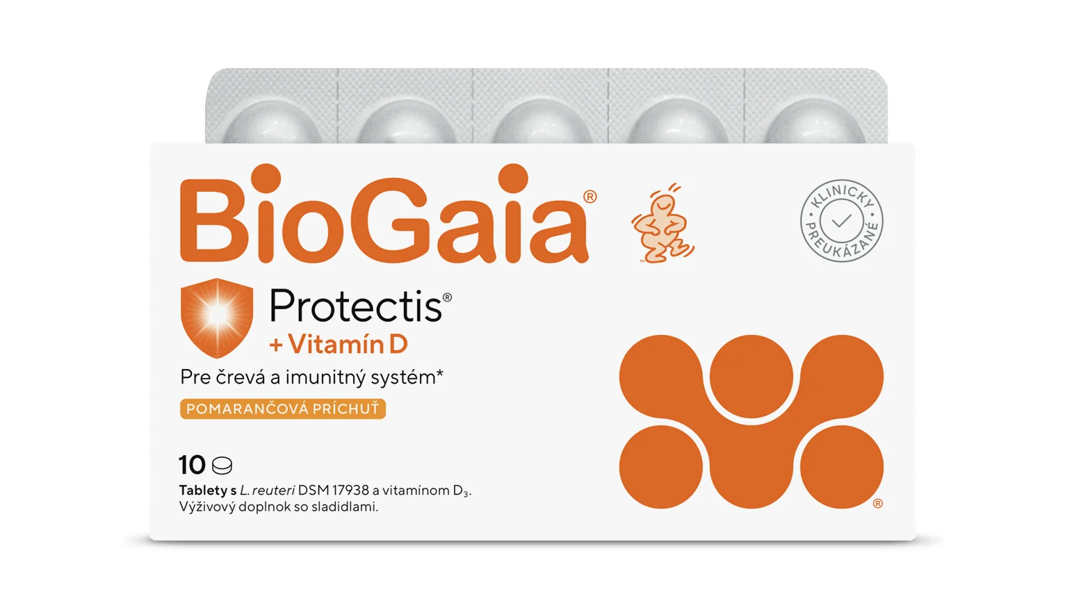 BioGaia ProTectis s vitamínom D 1×10 ks, žuvacie tablety - pomarančová príchuť