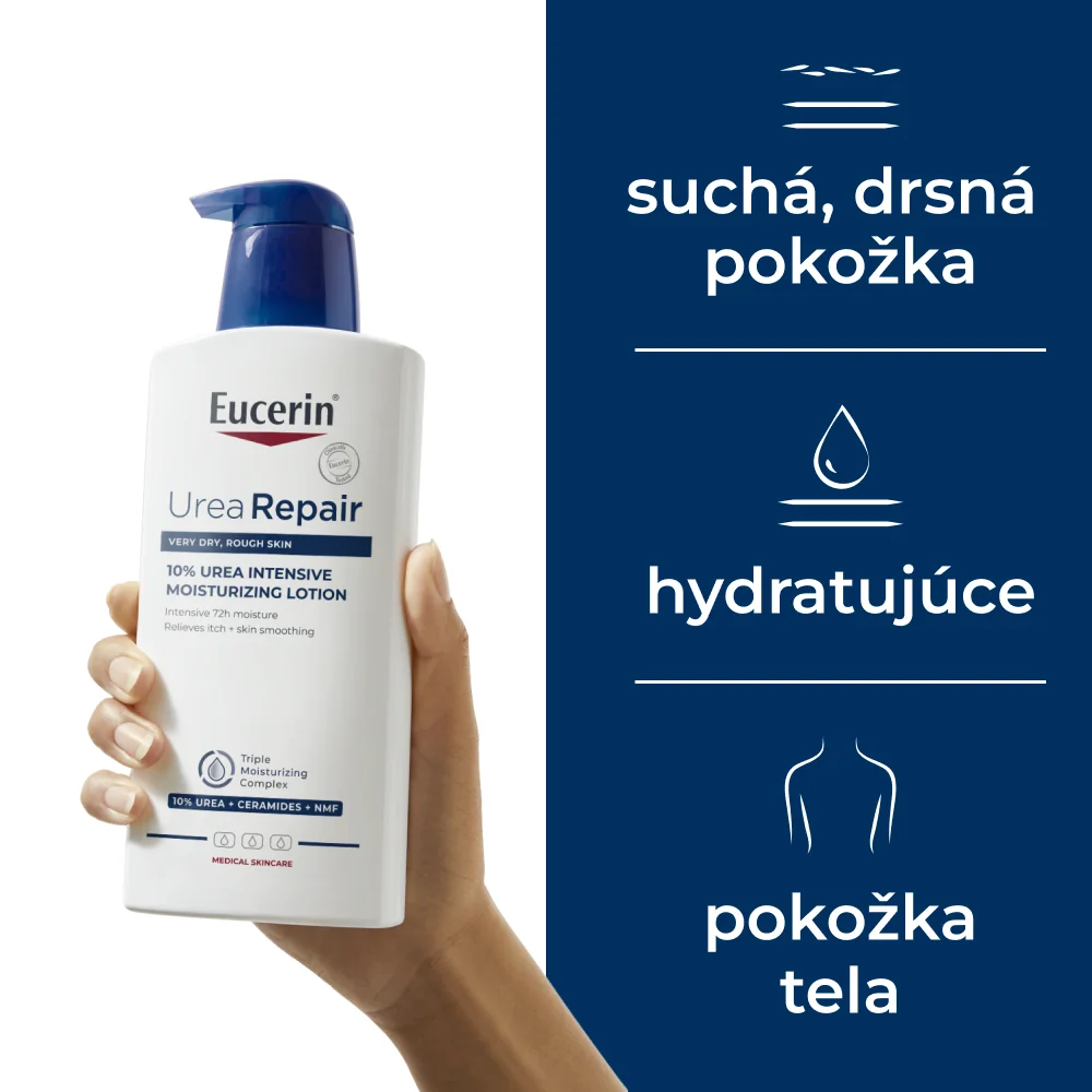 EUCERIN UreaRepair Telové mlieko 10 % urea, 400 ml 1×400 ml, hydratácia pokožky