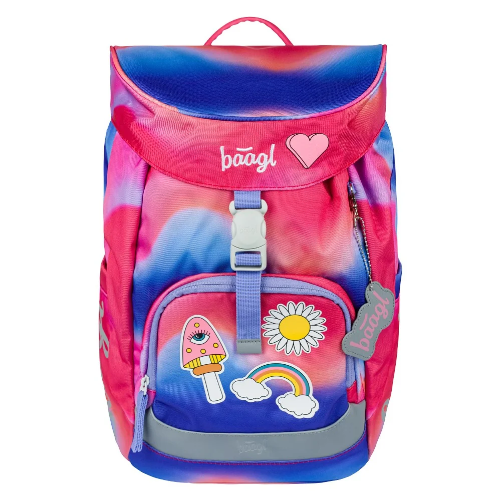 Baagl Školský batoh Airy Dúha červený ergonomický, ľahký