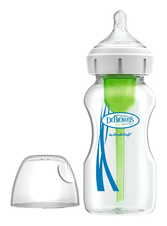 Dr.BROWN´S DOJČENSKÁ FĽAŠA OPTIONS+ 270 ml 1×1 ks, wide-neck, 0M+, anti-colic, sklenená, biela