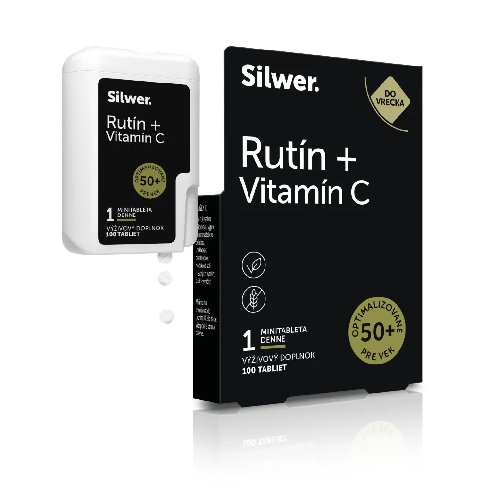 Silwer Rutín + Vitamín C, minitablety v dvojbalení 100+100 minitabliet. Cievy, tkanivá, imunita, ochrana buniek.