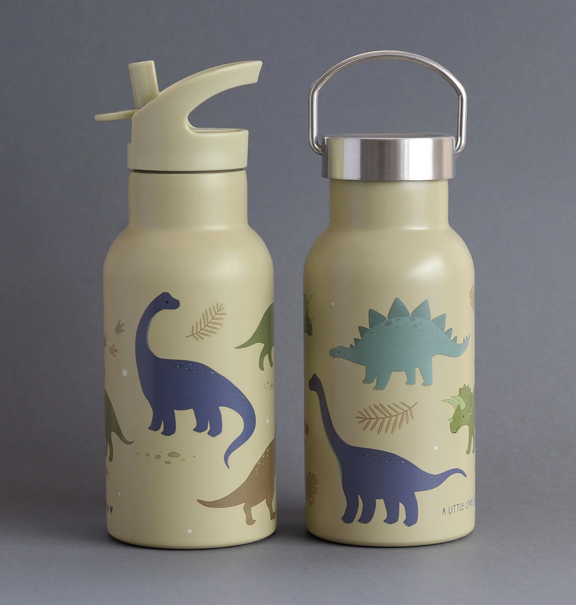A Little Lovely Company - antikorová fľaša na pitie, 350 ml - dinosaury