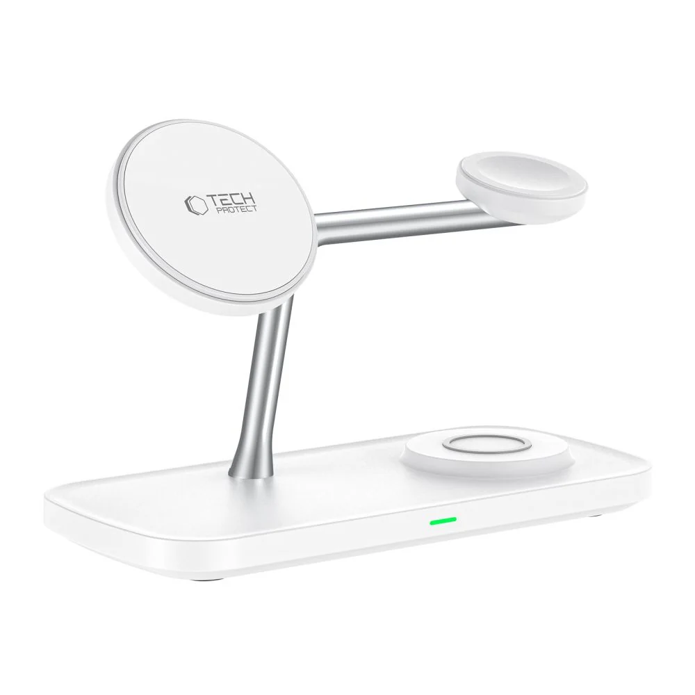 Tech-Protect A45 MagSafe bezdrôtová nabíjačka na mobil / Apple Watch / AirPods 15W, biela AirPods 15W, biela