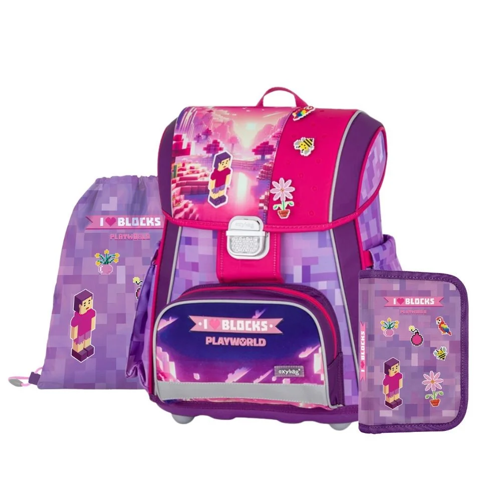 Školský set Playworld Girl PREMIUM 3 ks ružový, 3-dielny