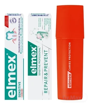 ELMEX SENSITIVE ZUBNÁ PASTA DUOPACK S PÚZDROM Sensitive 1x75 ml + Sensitive Professional 1x75 ml + puzdro ZDARMA, 1x1 set