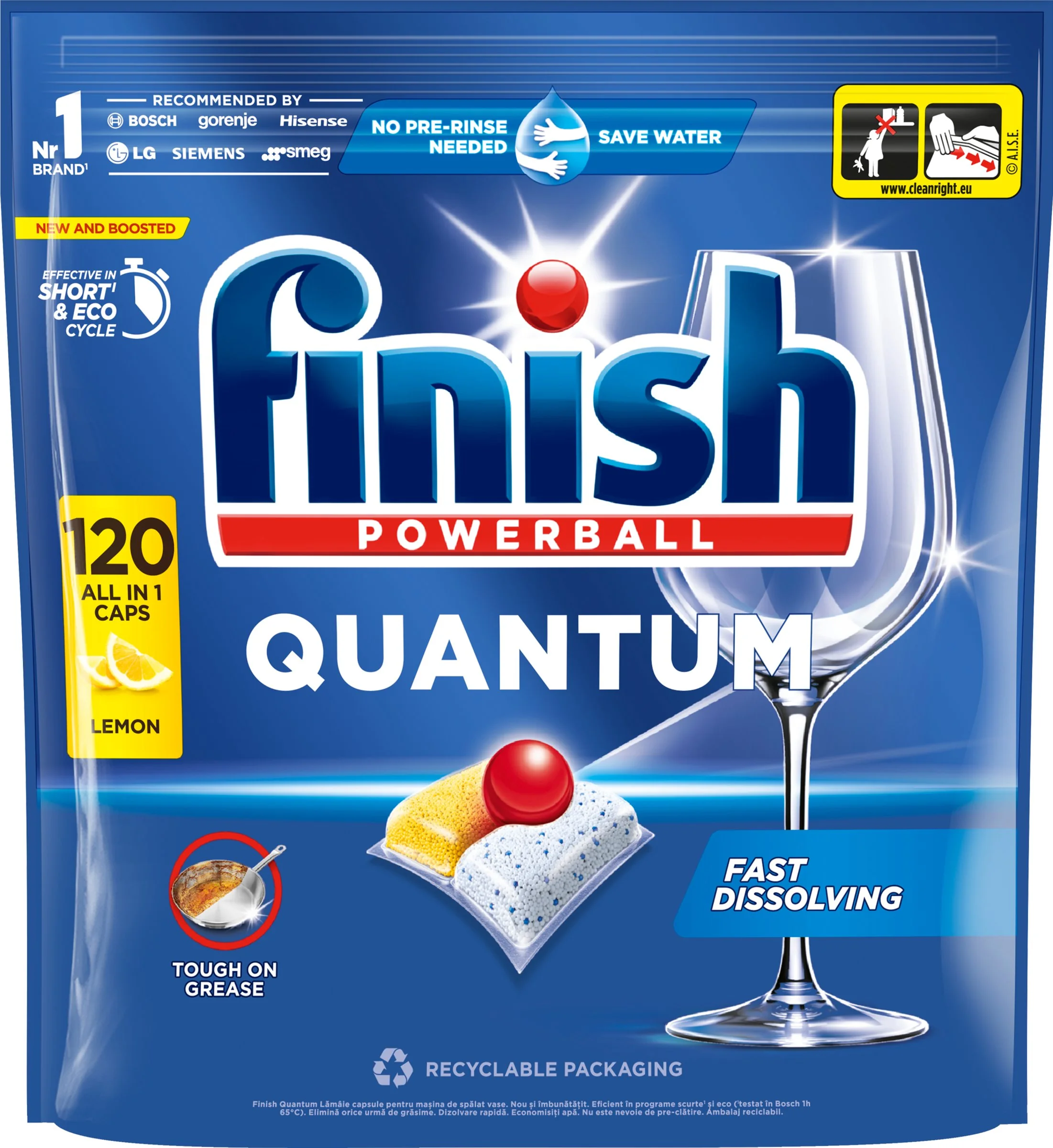 Finish Tabs Quan.All in1 Lemon čistič umývačky riadu 120 ks