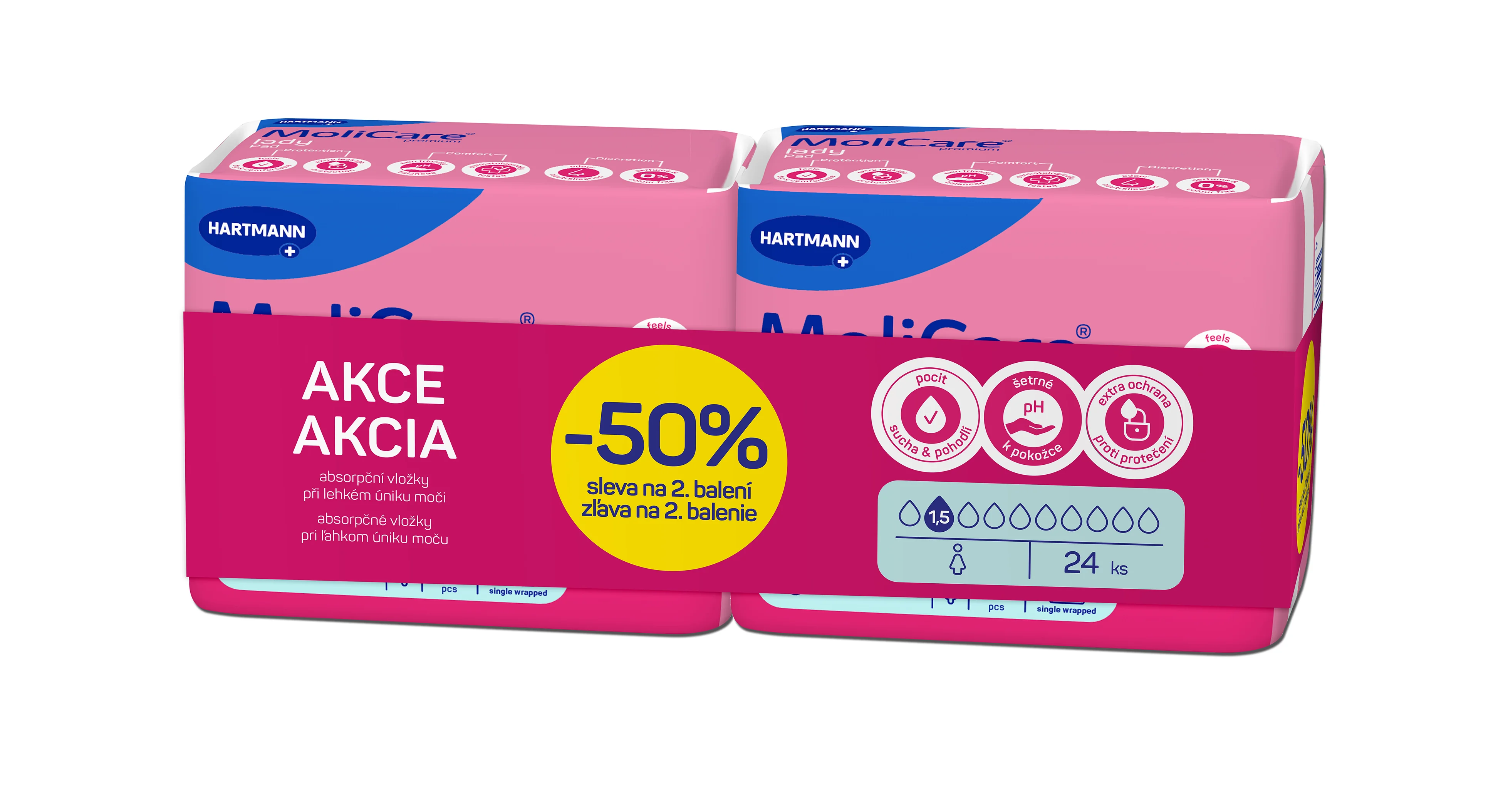 MoliCare Premium lady pad 1,5 kvapky DUOPACK (inkontinenčné vložky (zľava -50% na 2. balenie)) 2 x 12 ks