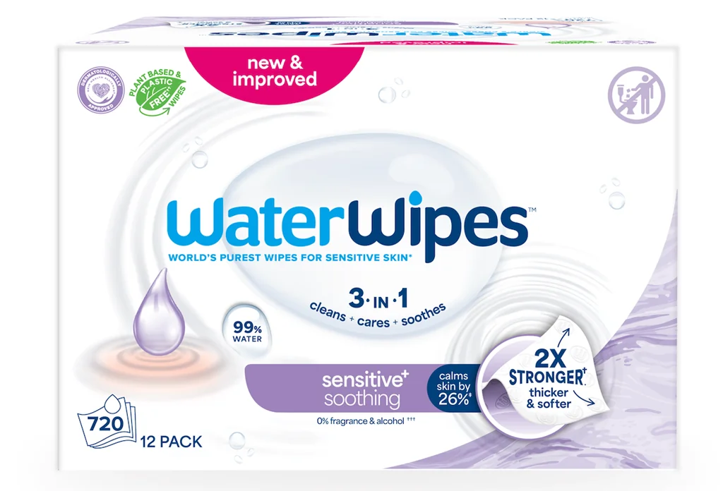 12X WATERWIPES Obrúsky vlhčené Soothing clean 3in1 720 ks