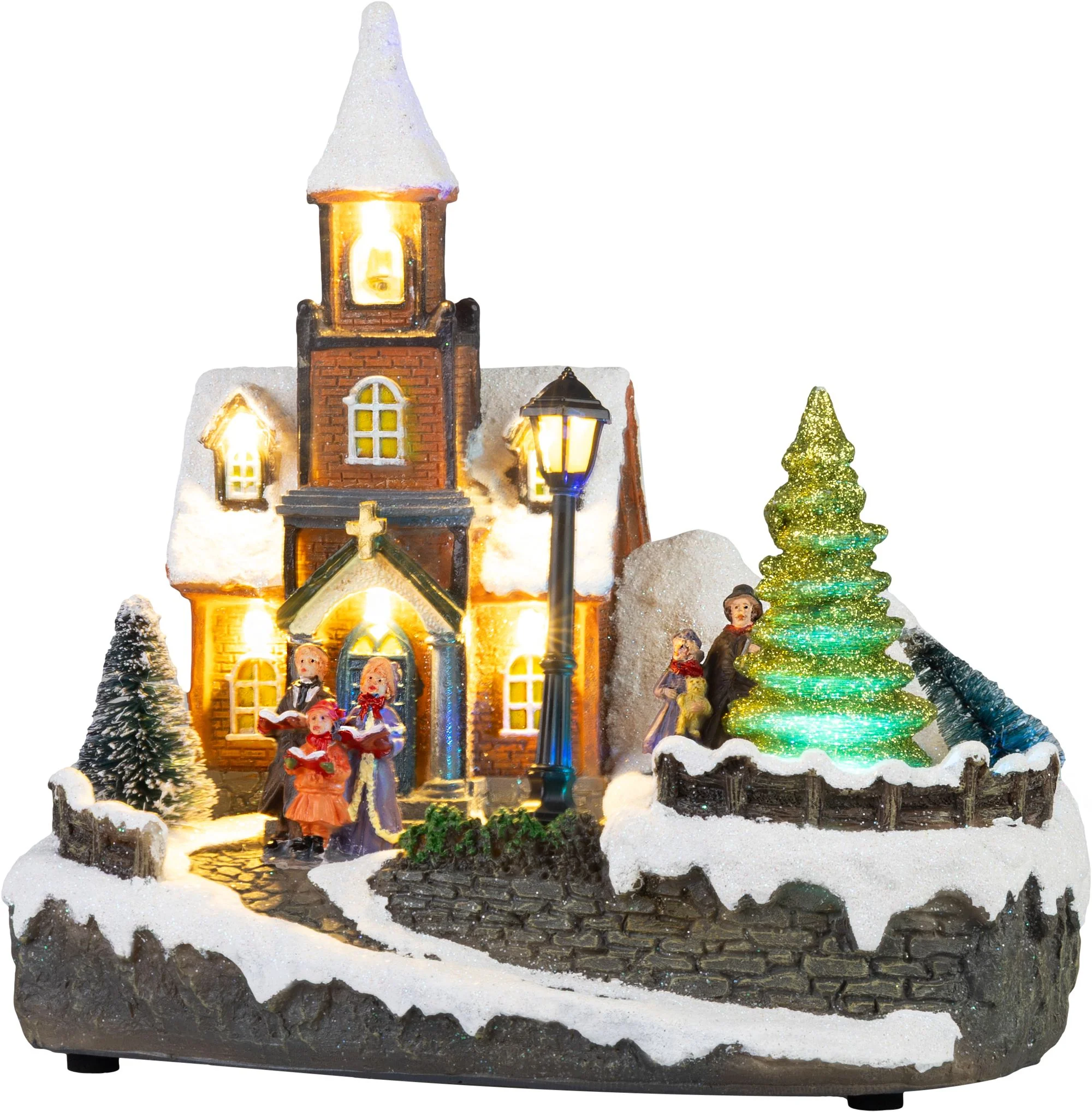 MagicHome vianočný LED kostol, 1 ks Plast, 1 LED teplá biela, 21x14.5x20.8 cm, 3xAA