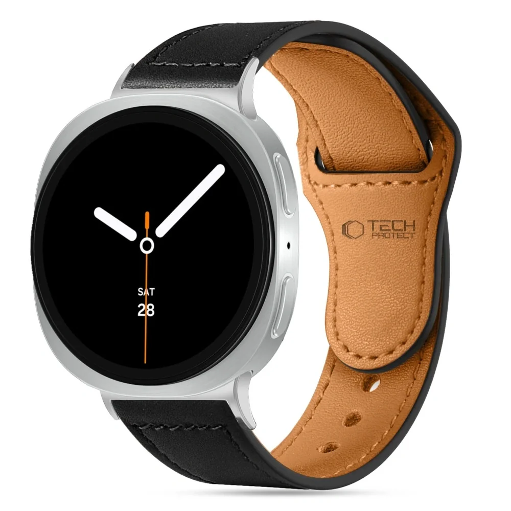 Tech-Protect Leather Fit remienok na Samsung Galaxy Watch 8 / Classic (40 / 44 / 46mm), black (40 / 44 / 46mm), black