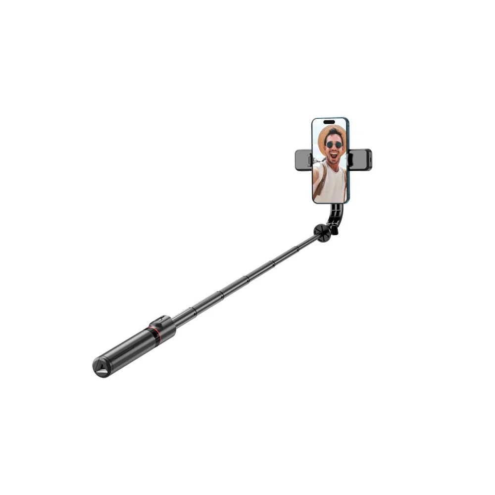Tech-Protect L05S bluetooth selfie tyč so statívom a LED svetlom, čierna na