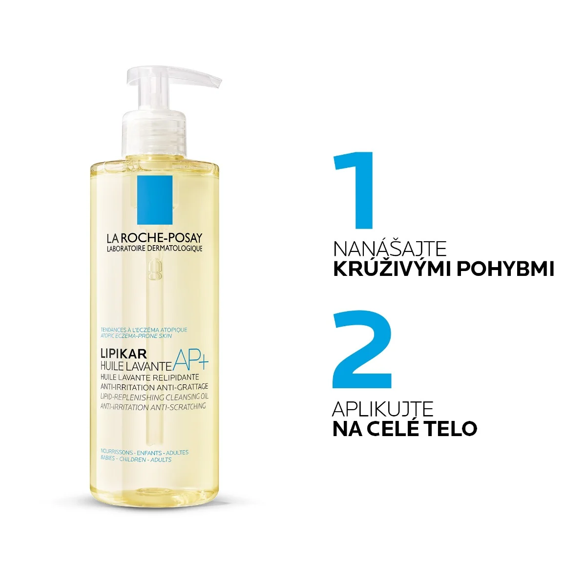 LA ROCHE-POSAY Lipikar Huile Lavante AP+ Zvláčňujúci relipidačný kúpeľový a sprchovací olej proti podráždeniu 400 ml 1×400 ml, relipidačný čistiaci olej