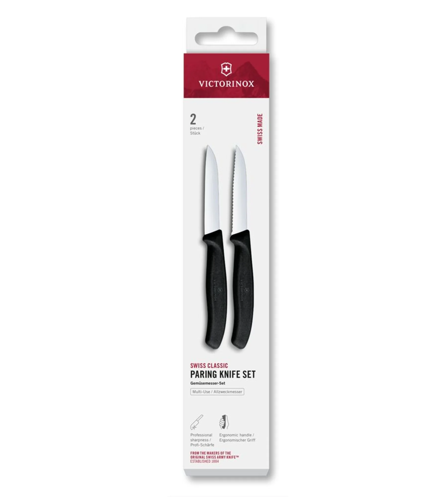 Sada nožov SWISS CLASSIC 8 cm, sada 2 ks, plast, čierna,