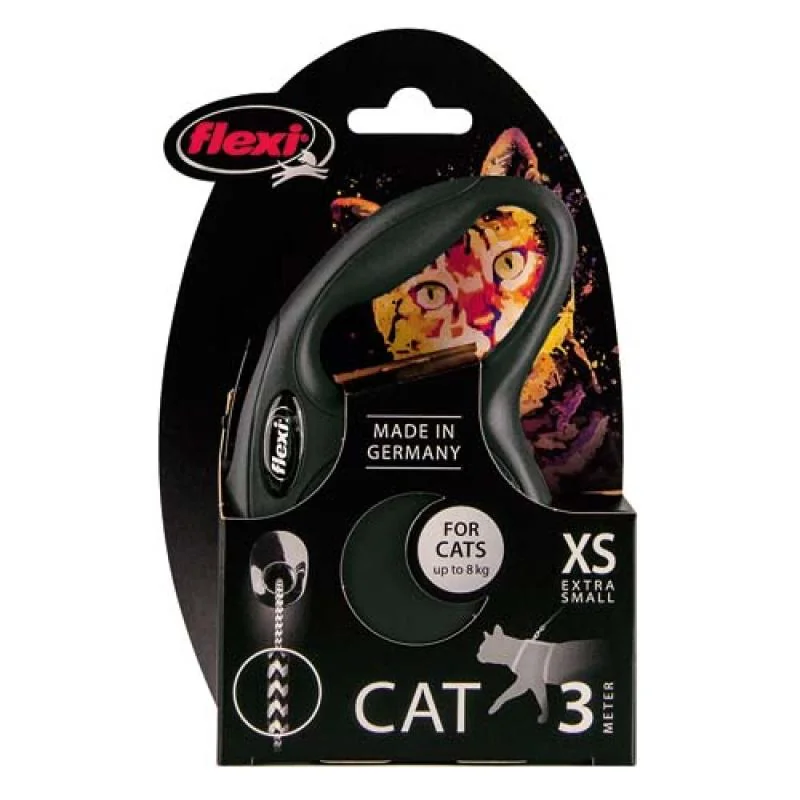 flexi New Classic Cat lanko XS 3m čierne 8kg pre mačky