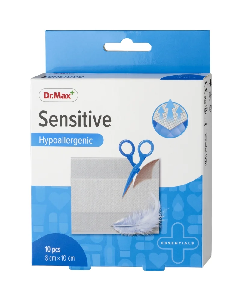 Dr. Max Náplasť Sensitive sterilná 8×10 cm 1×10 ks, hypoalergénna náplasť určená na nastrihanie