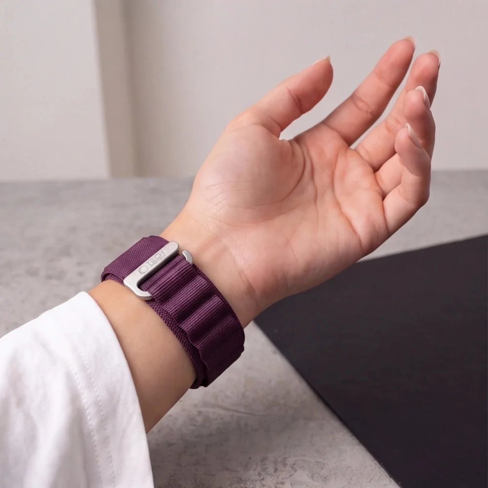 Tech-Protect Nylon Pro remienok na Apple Watch 44/45/46/49mm, deep burgundy