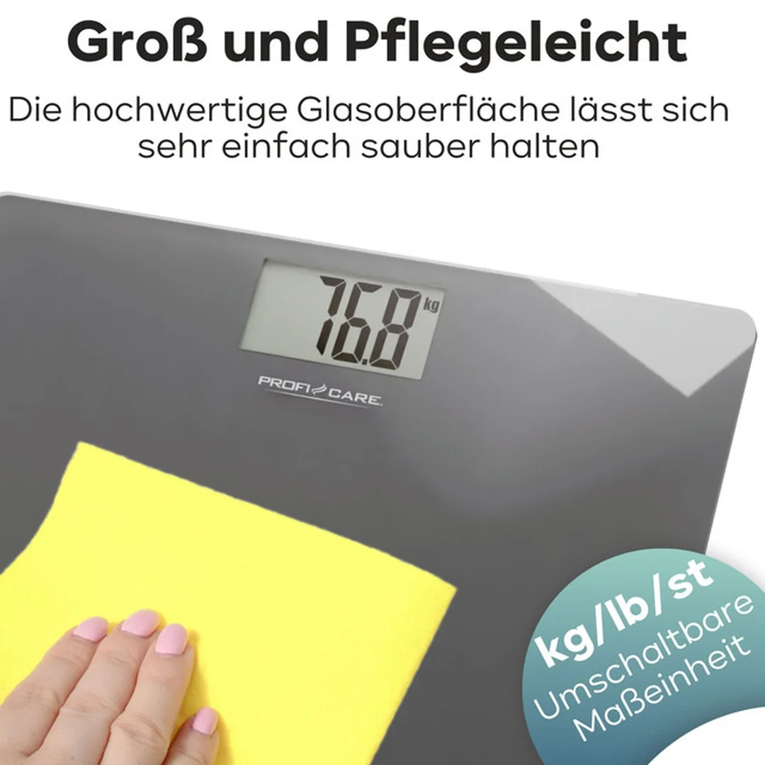 ProfiCare PW 3122 sklenená osobná váha sivá