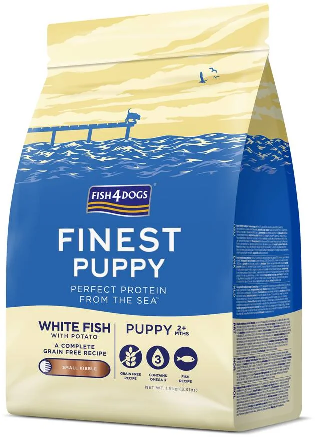 FISH4DOGS Granule malé pre šteniatka Finest biela ryba so zemiakmi 1,5kg, 2m+ 1×1500 g, granule pre šteniatka
