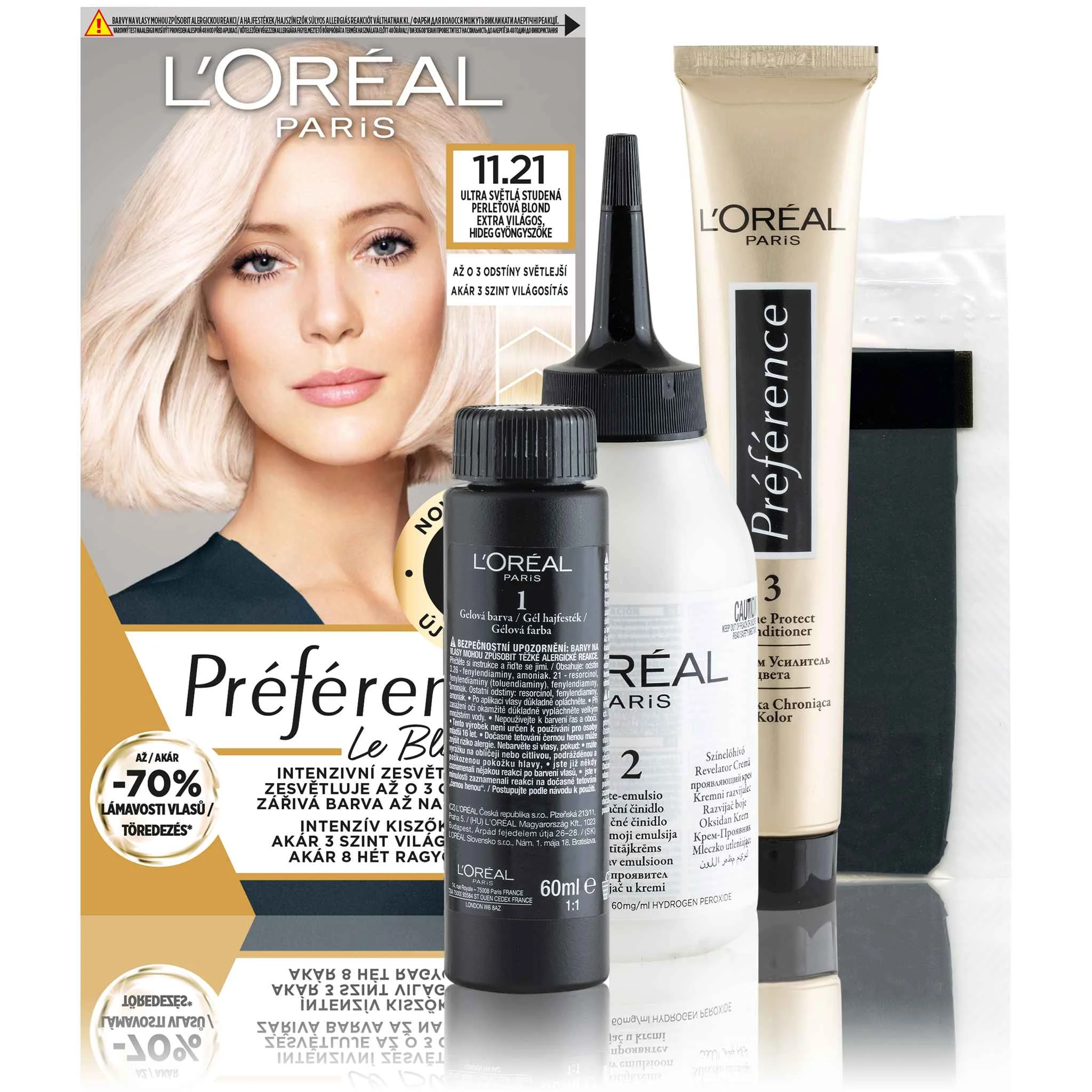 L'Oréal Paris Preférencia Le Blonding Ultra svetlá studená perleťová blond 1×180 ml, zosvetľovač na vlasy