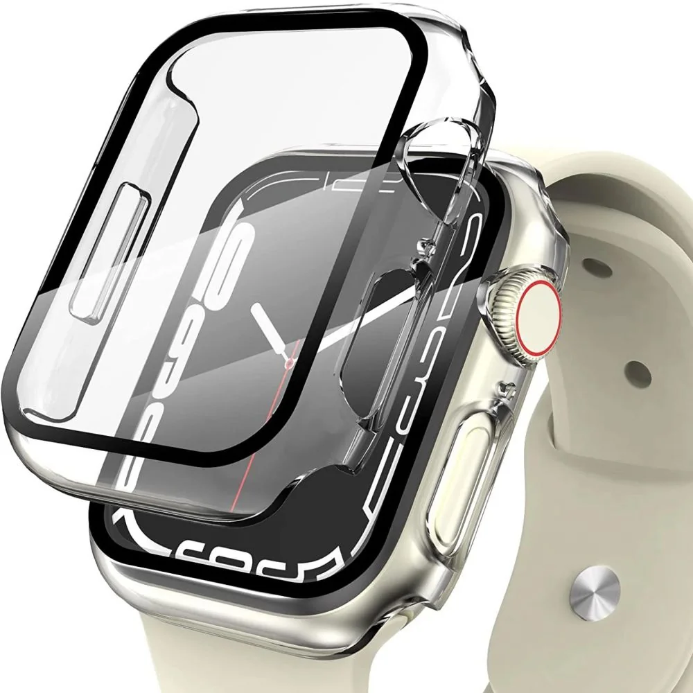 Tech-Protect Defense 360 puzdro s ochranným sklom na Apple Watch 7 41mm, priesvitné m, priesvitné