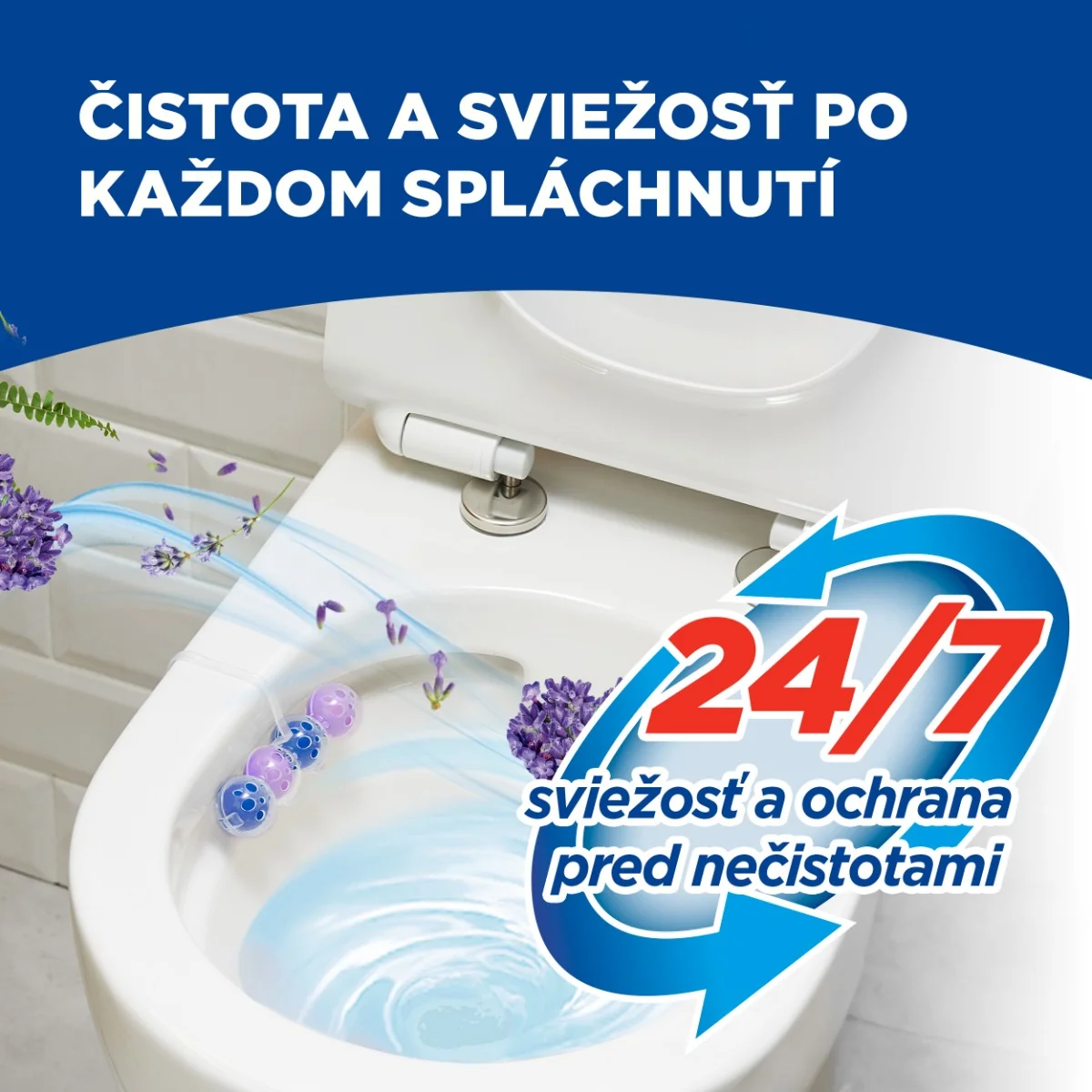 Bref Power Aktiv tuhý WC blok Lavender 3×50 g, WC blok
