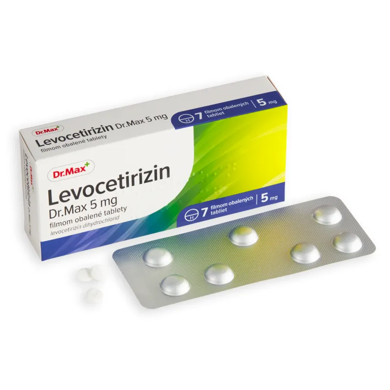 Levocetirizin Dr. Max 5 mg 1×7 ks, proti alergickej nádche a chronickej žihľavke