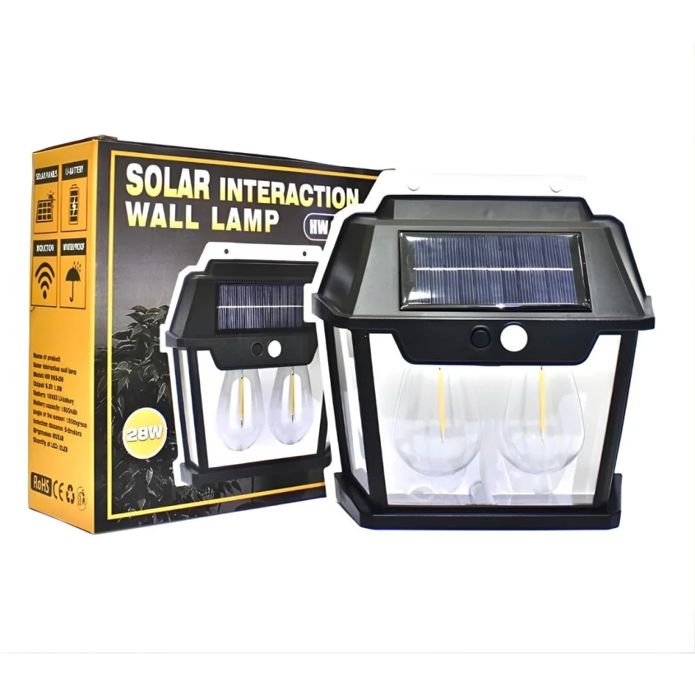 Vonkajšia solárna nástenná lampa so 2 LED Čierna, pohybový