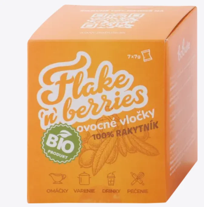 BOBULE FLAKEN BERRIES OVOCNE VLOCKY RAKYTNIK 7KS 7×8 g, ovocné vločky s vlákninou