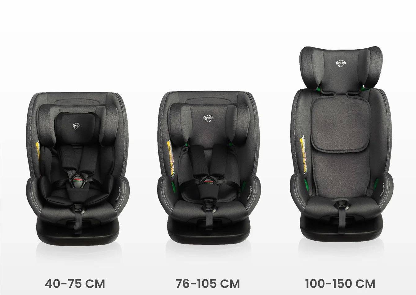 Detská autosedačka Securo 40-150 cm, otočná, ISOFIX, i-Size, 40-150, zelená
