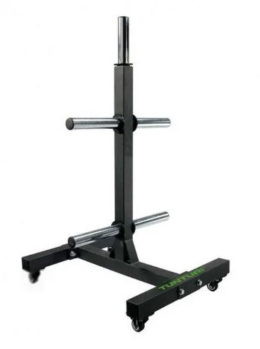 Stojan na olympijské kotúče Bumper Plate na kolieskach