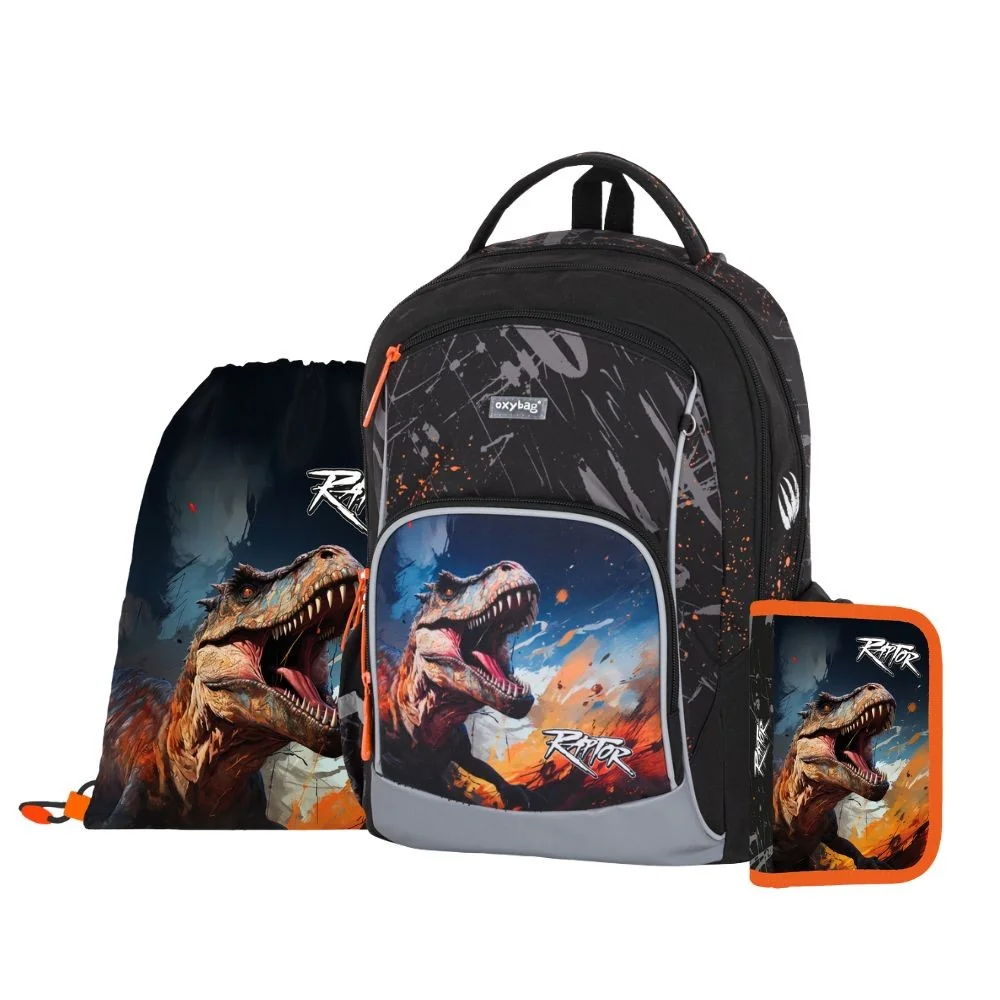 OXY GO - školský set Dino 3 ks ergonomický batoh