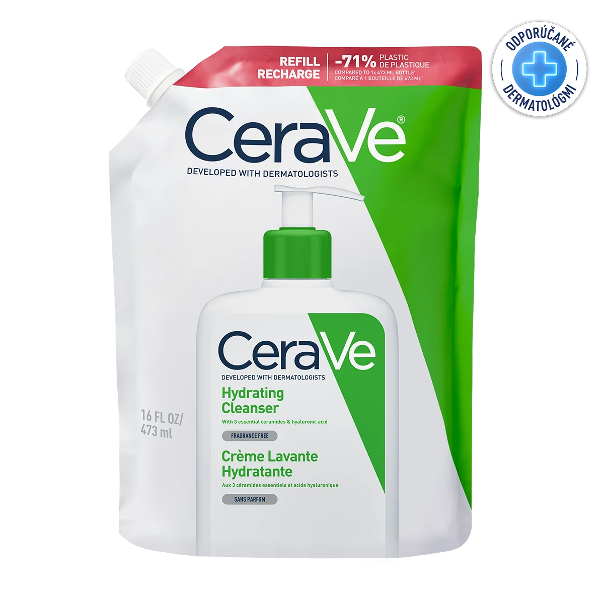 CERAVE hydratační čistiaci gél nápň na tvár a telo na normálnu až suchú pleť a pokožku tela 473 ml
