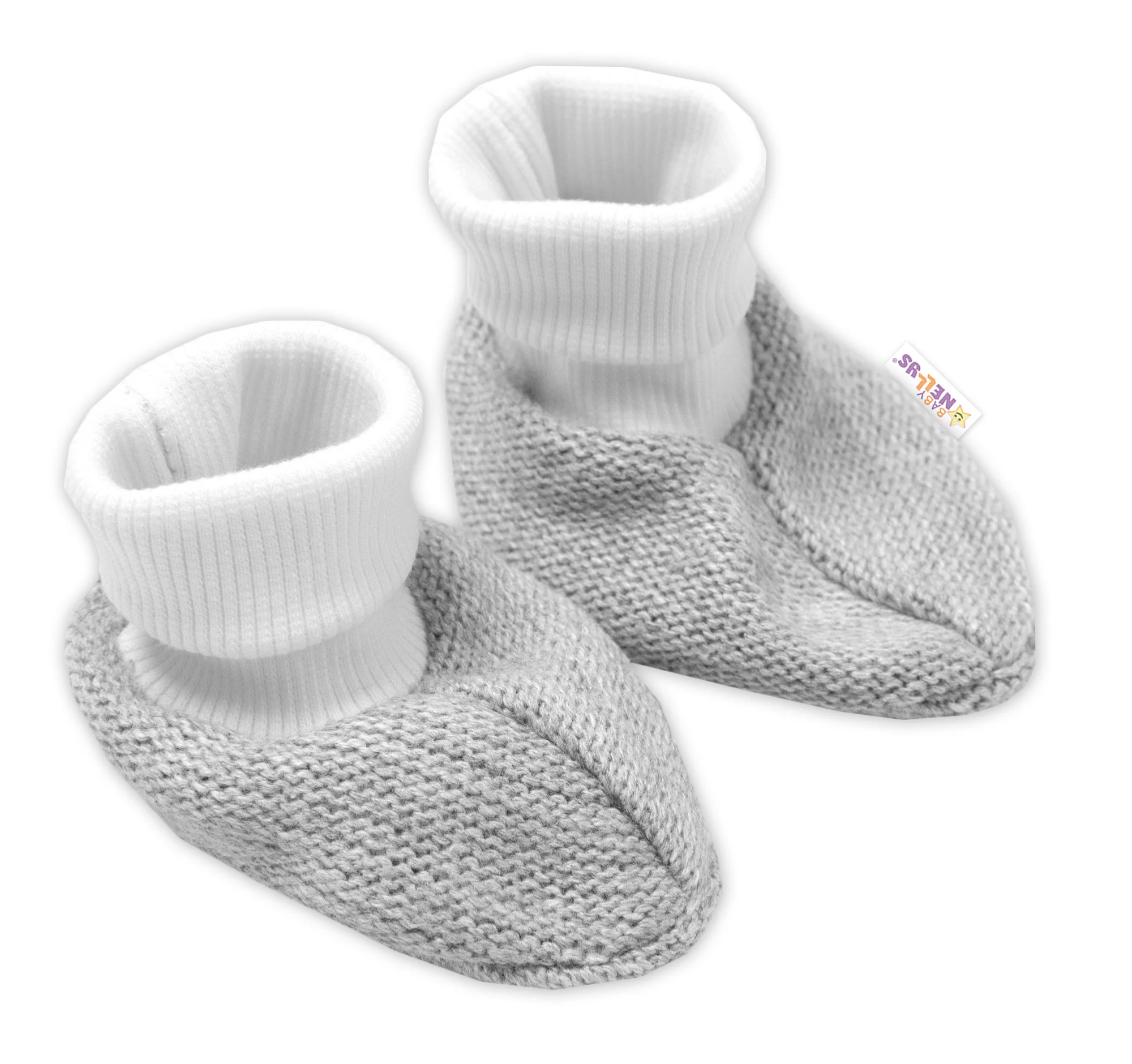 3-dielna súprava Hand made, pletený kabátik, kalhoty a topánočky, sivá