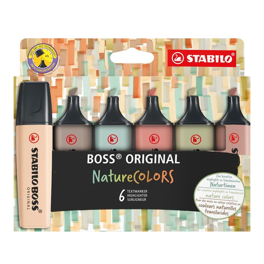 Zvýrazňovač BOSS ORIGINAL NatureCOLORS 6 ks, sada