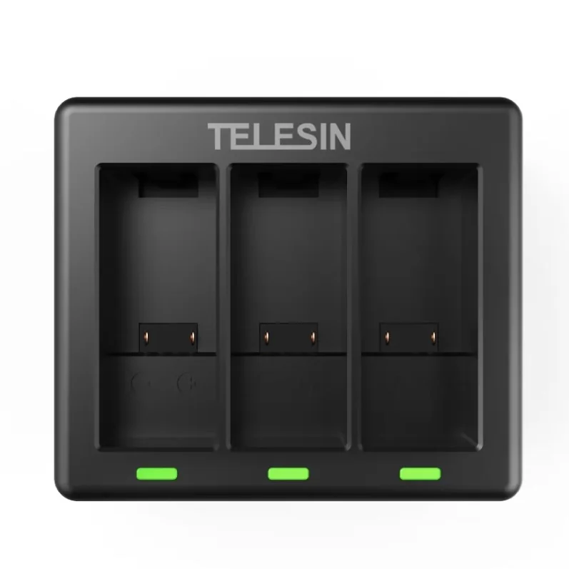 Telesin 3-slot nabíjačka na GoPro Hero 9 / 10 / 11 / 12 + batérie 2ks, čierna čierna
