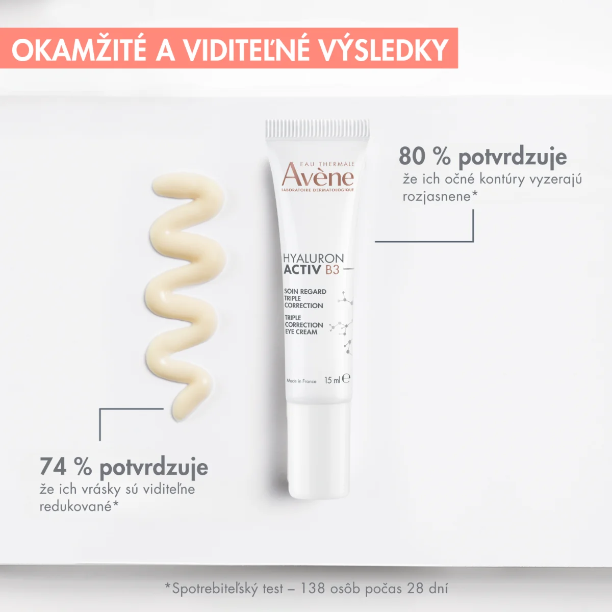 Avène Hyaluron Activ B3 Očný krém s trojitým účinkom 15 ml