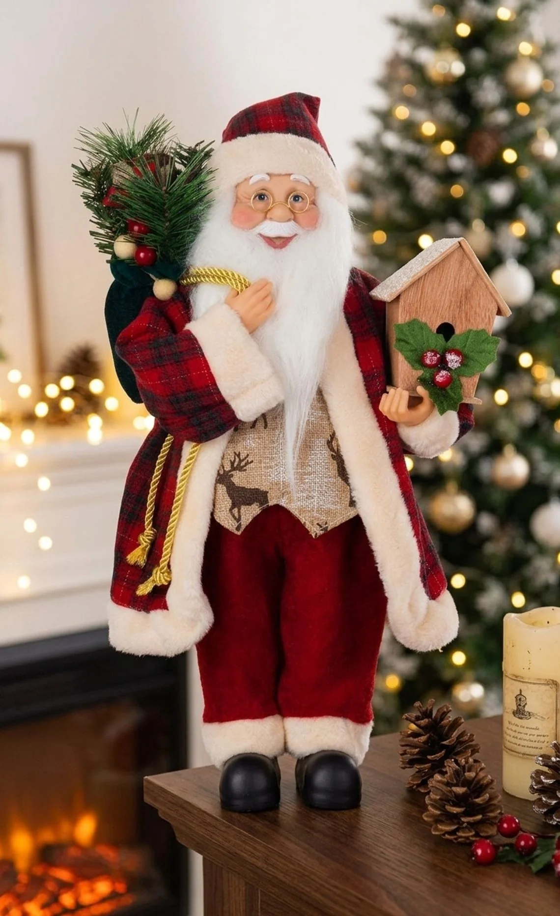 MagicHome vianočný Santa, 1 ks Textil, červený, 16x26x45 cm
