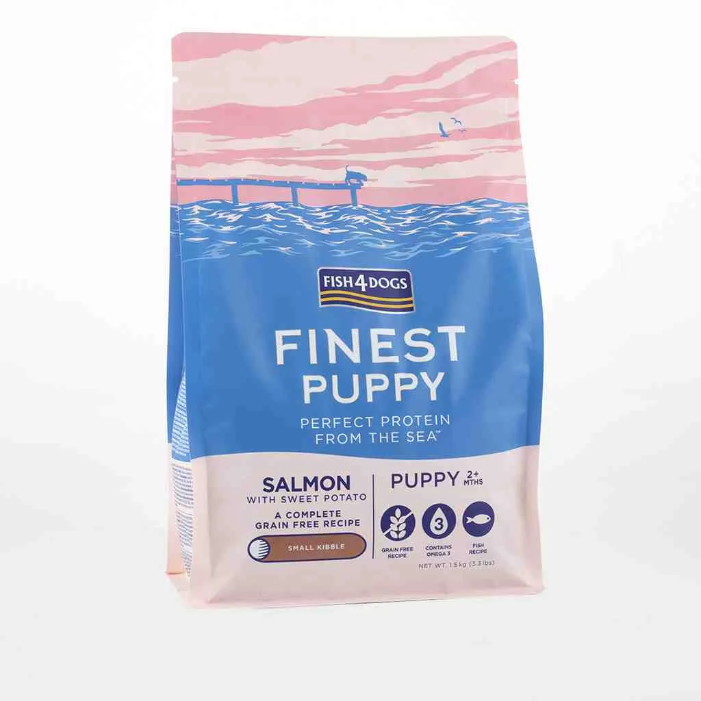 FISH4DOGS Granule malé pre šteniatka Finest losos so sladkými zemiakmi 12 kg, 2m+ 1×12000 g, granule pre šteniatka