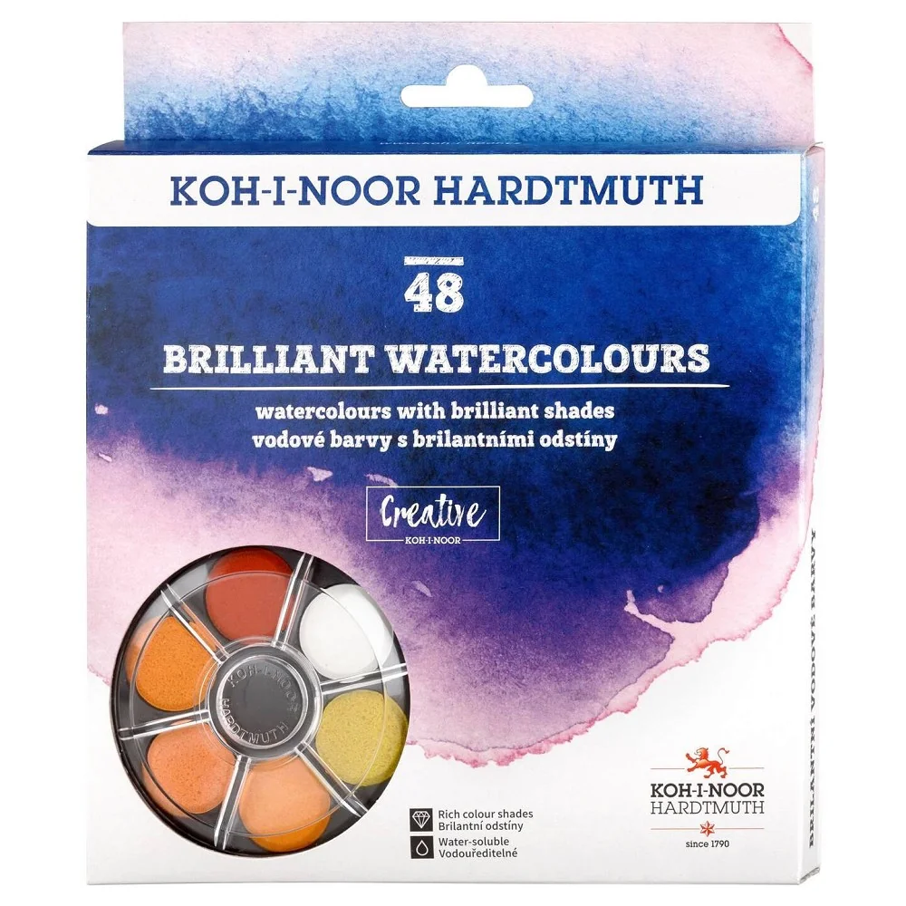 Sada brilantných akvarelových farieb 22,5 mm 48 ks v balení