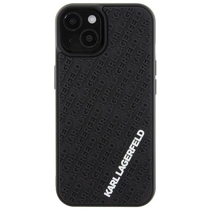 Karl Lagerfeld 3D Rubber kryt na iPhone 15, čierny